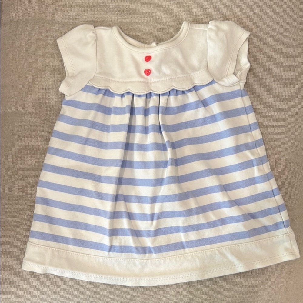 Gymboree Cream and Blue Striped Kids Dress